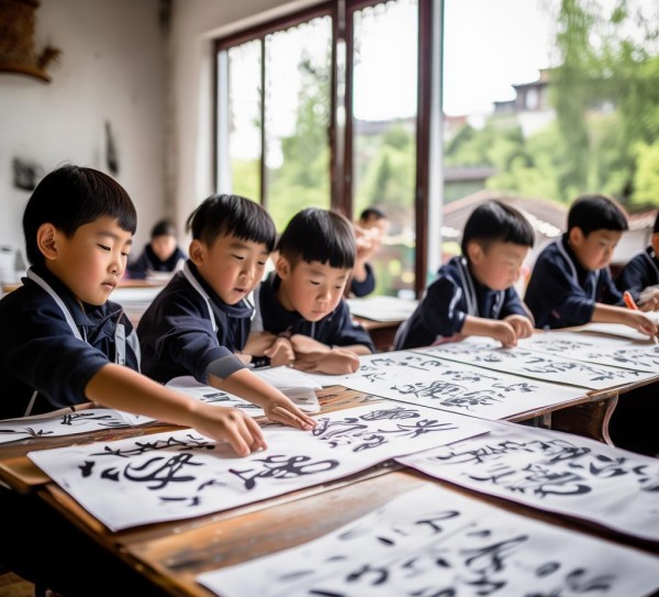 墨香校园，二年级学生书法里的校园生活剪影