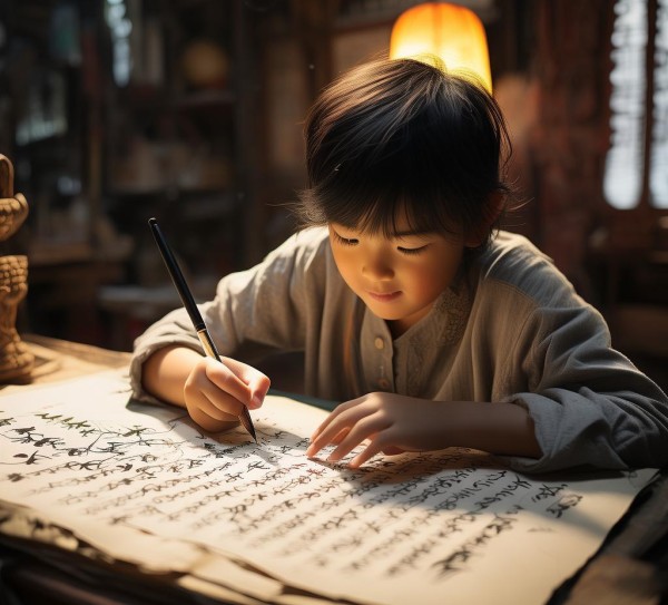墨韵书香颂童真，小学生书法中的诗意画卷